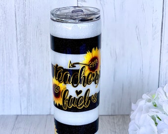 Teacher Tumbler, Sunflower Teacher Cup, Teacher Water Bottle, Personalized Water Bottle, Custom Teacher Gift