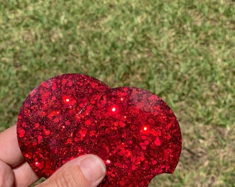 Red Glitter Car Coaster, Cup Holder Coaster, Car Accessories-Set of 2, Car Bling
