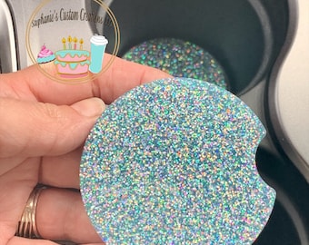 Blue Glitter Car Coaster, Cup Holder Coaster, Car Accessories-Set of 2