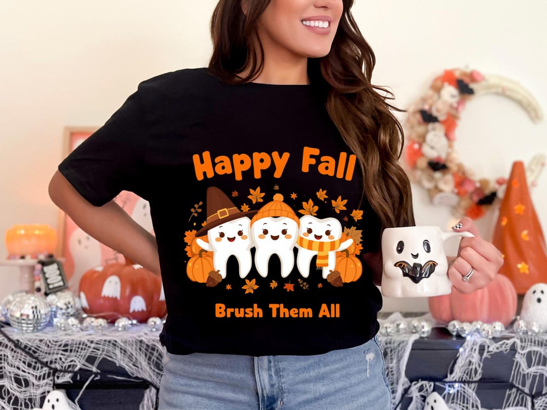 Happy Fall Brush Them All PNG SVG, Dental Autumn Quote, Tooth Fall ...