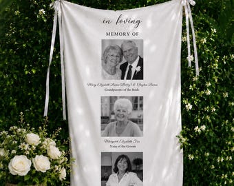 Personalized Wedding Memorial Banner, Linen Remembrance Display, Tribute Photos