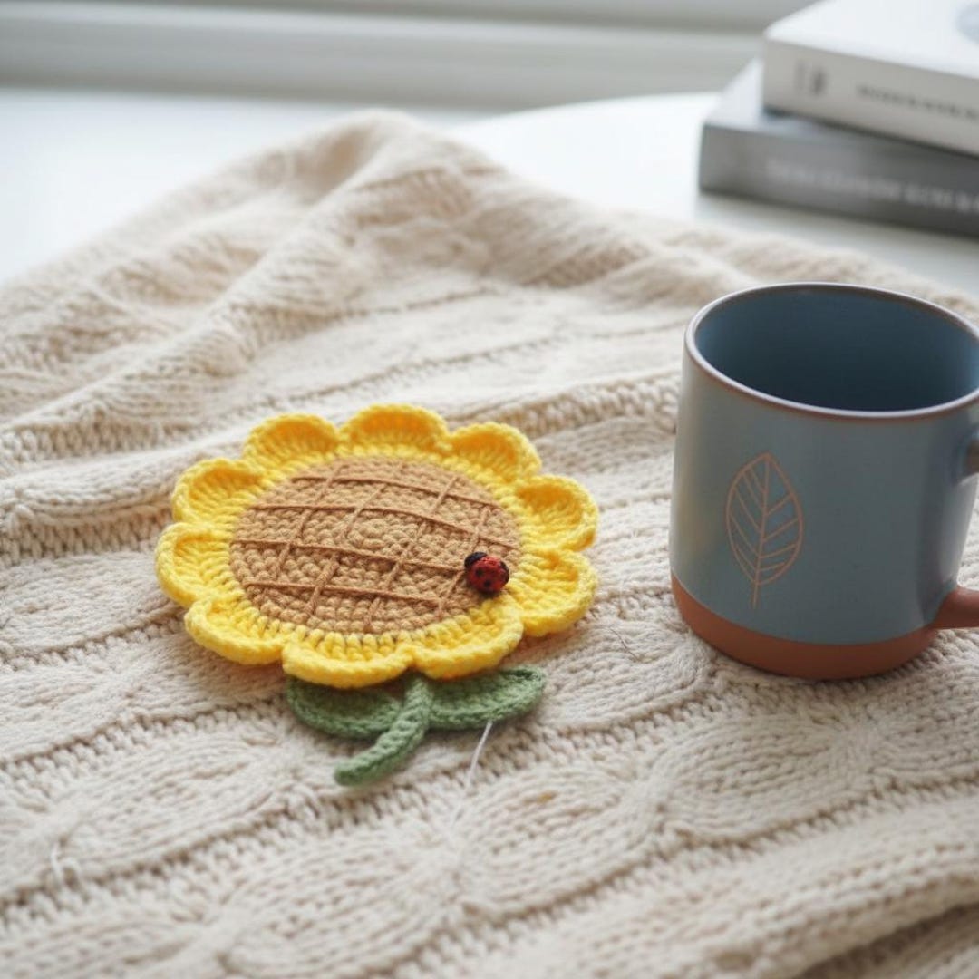 Sunflower Coaster Crochet Pattern PDF – Craft Tutorial for DIY Seasonal ...