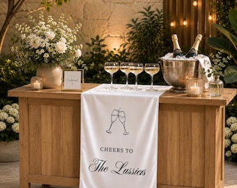 Plaque de bar de mariage en lin personnalisée, bannière de bar personnalisée, décoration de réception de mariage, enseigne Cheers to the Smiths