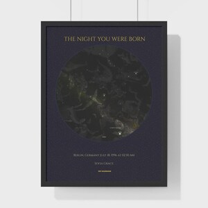 Customized Star Map Poster - The Night You Were Born, Unique Gift for New Parents, Birthday Decor, Nursery Art, Meaningful Keepsake