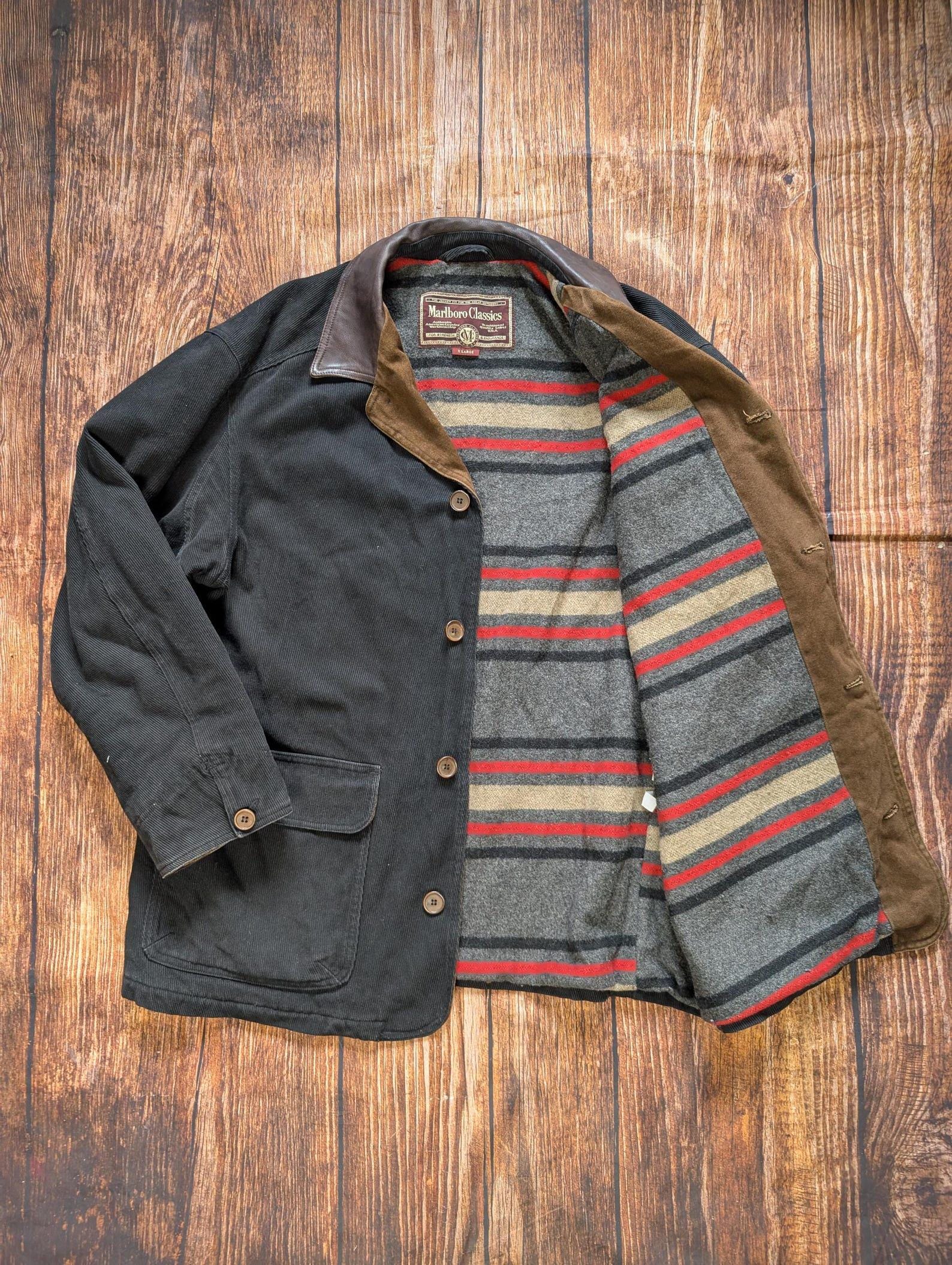 Vintage Black Marlboro Classics Corduroy Jacket – 90s Western