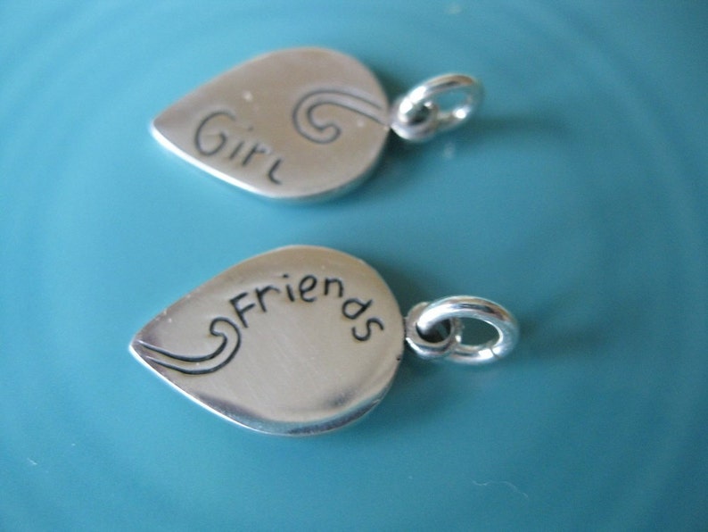 Two Girl Friends Charms Sister jewelry friend charms double sided STERLING SILVER Best Friends