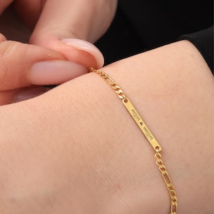 Sterling Silver Dainty Bar Name Bracelet Personalized Bar Bracelet Custom Name Bracelet Tiny Gold Name Bracelet Mini Bar Bracelet for Mom