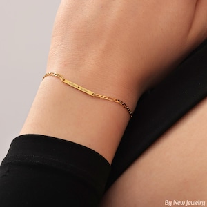 Sterling Silver Dainty Bar Name Bracelet Personalized Bar Bracelet Custom Name Bracelet Tiny Gold Name Bracelet Mini Bar Bracelet for Mom