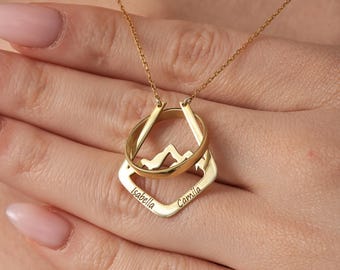 Gold Bergkette Ringhalter Halskette Benutzerdefinierte Ringhalter Halskette Sterling Silber Ring Halter Geometrische Ringhalter Halskette für Mama