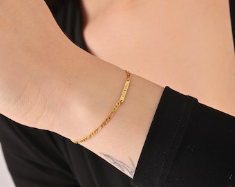 Tiny Name Bar Bracelet Custom Bar Bracelet 14K Gold Name Bracelet for Her Dainty Mini Name Bracelet Sterling Silver Bar Bracelet for Mom