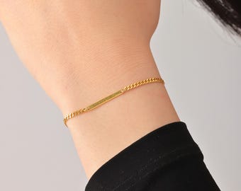 Gold Name Bracelet for Her Dainty Mini Name Bracelet, Tiny Name Bar Bracelet Custom Bar Bracelet,   Sterling Silver Bar Bracelet for Mom
