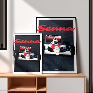 Senna Movie Poster, Senna Wall Art, Ayrton Formula One Inspired Racing Poster, Vintage F2 Motorsport Print, Car Wall Art, Car Poster Decor