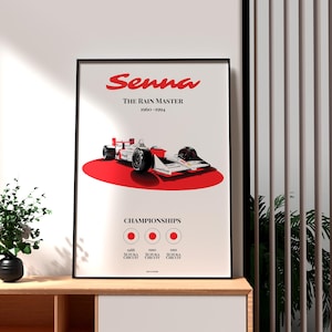 Senna Poster, Senna Wall Art, Formula One Inspired Racing Poster, Vintage F2 Motorsport Print, Car Wall Art, Car Poster Decor