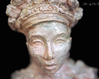 Hand Sculpted Bust! BLOOMING NYMPH by Fae Factory Visionary Artist Dr Franky Dolan (Original Spiritual Art Altar Sculpture Clay Bust statue)