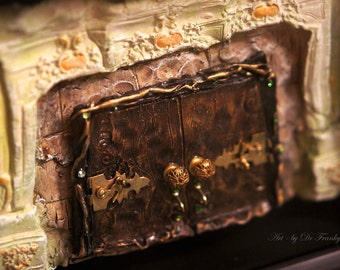 Fairy Door: DRAGON'S PASSAGE! Faerie Dream Door Sculpture, dollhouse furniture, by Fae Factory Artist Dr Franky Dolan (Original Artwork zen)