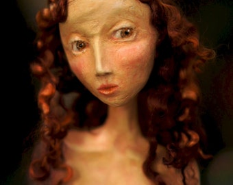 Tree Nymph Sculpture. Clay & Wood Carving Art Doll) by Fae Factory Visionary Artist Dr Franky Dolan (Fantasy Art Sculpture Wood Spirit Art)