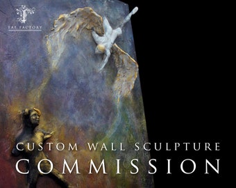 Against The Forbidden CUSTOM WALL SCULPTURE Visionary Fine Art by Fae Factory Artist, Dr Franky Dolan (3D clay relief painting canvas)