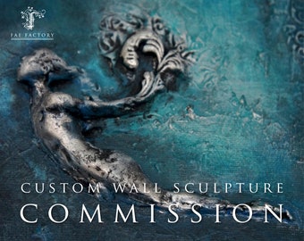 The Diver CUSTOM Wall Sculpture Visionary Fine Art by Fae Factory Artist Dr Franky Dolan (3D clay relief canvas painting art gift original)