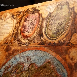 Hand Painted Old World Map Canvas Antique Map Original Painting Fine Art Map Tapestry World Map Fae Factory Fantasy Art by Dr Franky Dolan image 6