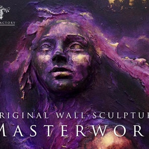 Purple Heart. AVAILABLE NOW Inspirational Wall Sculpture by Fae Factory Artist Dr Franky Dolan (3D clay relief canvas painting) {See VIDEO}