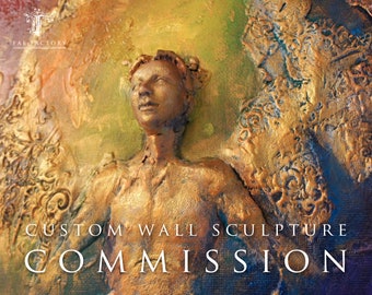 Rainbow Angel CUSTOM Wall Sculpture Visionary Fine Art by Fae Factory Artist Dr Franky Dolan {3d clay relief canvas painting Art! SEE VIDEO}