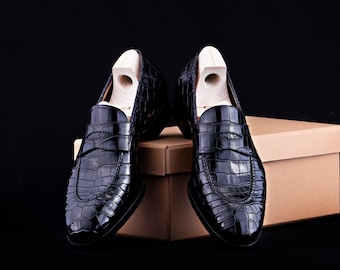 Handmade Black Textured Leather Moccasins: Men's Dress Shoes