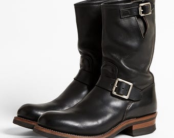 Handmade Black Leather Military Boots: Men's Combat Boot