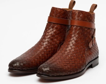 Handmade Brown Leather Jodhpur Boots: Classic Buckle Strap