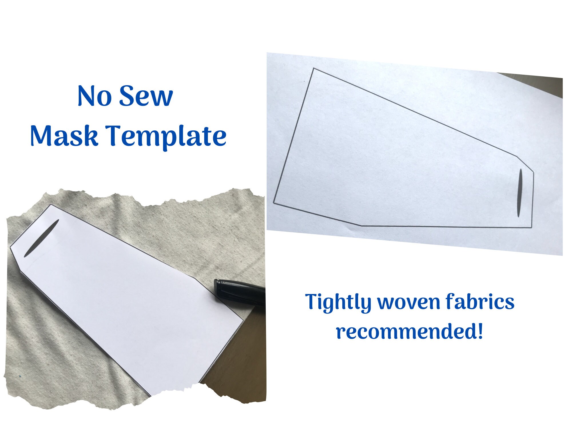No Sew Face Mask Template Fabric Face Mask Cut-out Face | Etsy