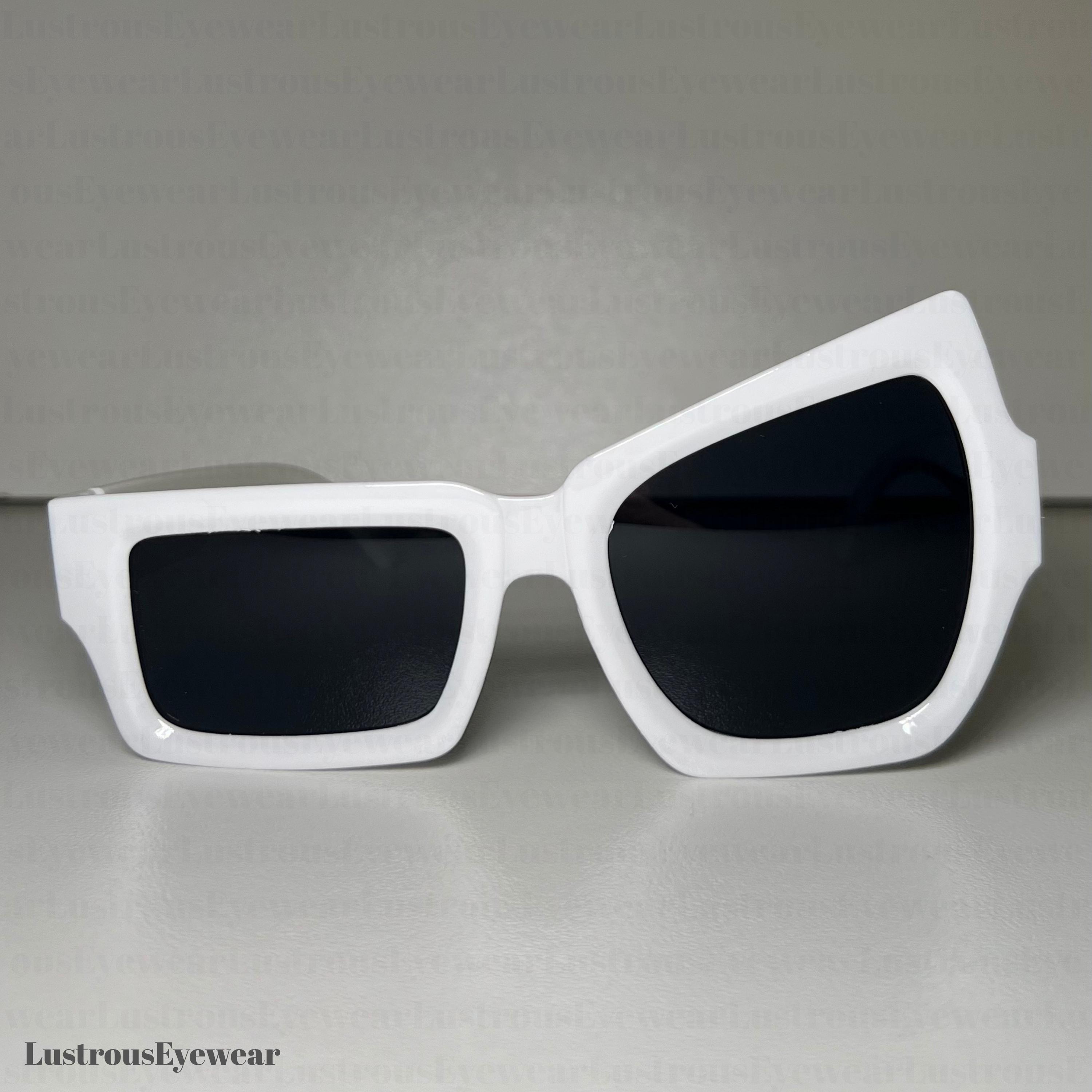 Oversized Square White Sunglasses | Dark Lens Statement Shades display picture 2