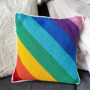 Rainbow Pillow Crochet Pattern PDF | Corner to Corner Crochet Cushion Cover | Colorful Home Decor | Instant Download