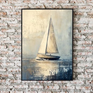 Sailboat Wall Art | Nautical Printable Art | Coastal Digital Download | Ocean Boat Decor | Beach House Print | Instant Download