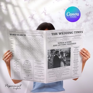 Wedding Newspaper Invitation – Editable Canva Template, Fun Wedding Program & Announcement, Unique Printable Keepsake, Instant Download