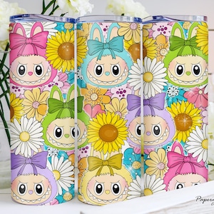 labubu tumbler wrap, labubu tumbler, custom labubu, labubu png, labubu sublimation, Cute Flower Bunny 20oz Skinny Tumbler Wrap