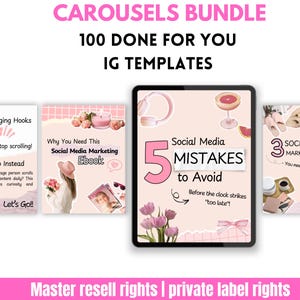 Instagram Carousel Templates for Digital Marketing | 100 Slide Canva Posts for Coaches, Entrepreneurs, Social Media Managers