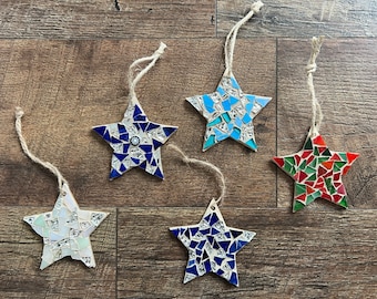 Glass Mosaic Star Christmas Ornaments