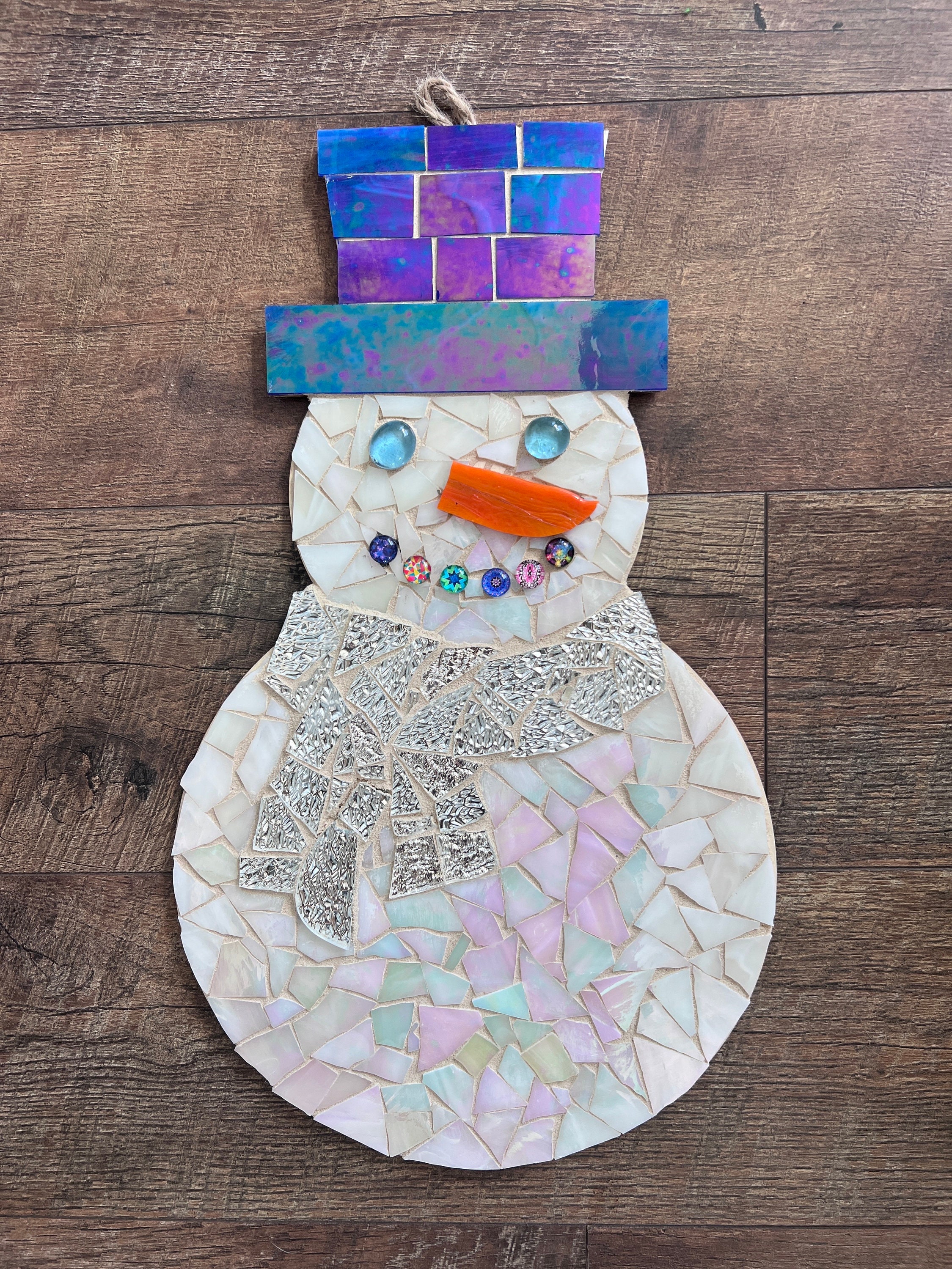 Snowman Glass Mosaic Wall Hanging
