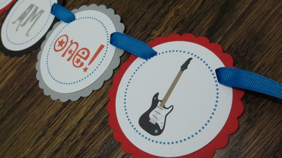 Rock Star Collection: High Chair Banner. I am ONE banner. Custom High Chair Decoration. First Birthday Banner. Rock n Roll. Rocker. Rockstar Il_570xn