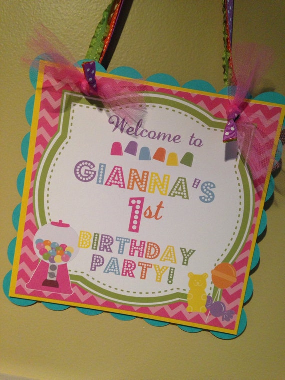 Candyland Collection: Square Scallop Door Sign, Custom, Made-to-Order. Candy Birthday. Party welcome sign. Sweets 1st birthday Il_570xn