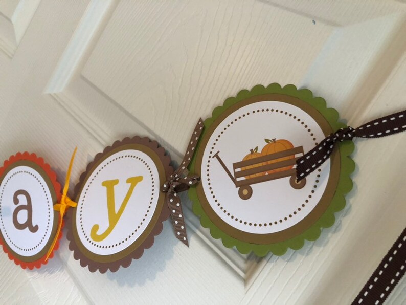 Happy Birthday Banner Pilgrim Turkey Thanksgiving Collection: Large Custom Banner Personalized Made to Order Pumpkin Pie Pumpkin.