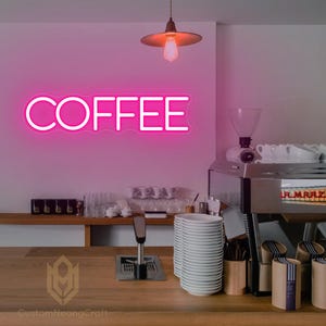 Placa de neon para cafeteria, placa de LED para inauguração de cafeteria, sinalização personalizada para cafeteria, decoração de parede para canto de cafeteria