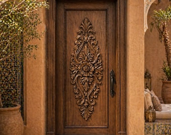 Puerta de entrada de madera maciza tallada a mano de lujo / Puerta de entrada exterior clásica europea
