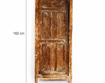 Antique Moroccan Wooden Door Hand Carved Berber Panel | Rustic Tribal Wall Decor | Large Piece