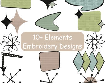 Diseños de bordado de elementos, bordado de símbolo atómico, bordado de elementos decorativos, bordado de símbolos, diseño de bordado a máquina