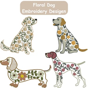 Dog Embroidery Design, Floral Dog Embroidery Cute Doberman Dog Embroidery, Mini Puppy,Puppy embroidery, Pet Lover, Machine Embroidery design