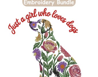 Desenho de bordado de cachorro floral, bordado de mini labrador preenchido, bordado de cachorro, bordado de cachorrinho com mini ponto de preenchimento, design de bordado à máquina