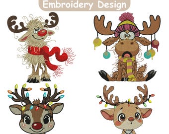 Christmas Reindeer Embroidery Design, Reindeer and Christmas Motif, Reindeer Embroidery, Christmas Embroidery, Machine embroidery design