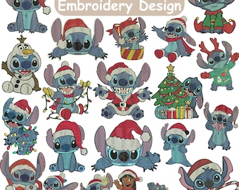 Christmas Stitch Embroidery Design, Stitch with Heart Embroidery, Lilo and Stitch Embroidery, Cute Stitch Heart, Machine Embroidery Design