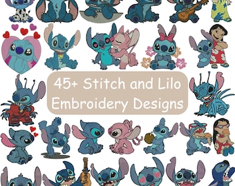 Diseño de bordado de puntada, bordado de puntada con corazón, bordado de Lilo y Stitch, bordado de puntada linda, puntada linda, bordado a máquina