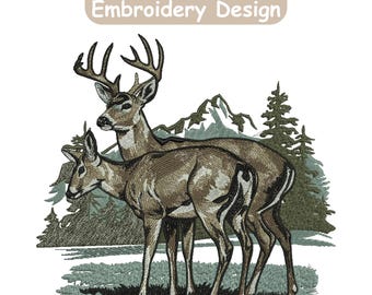 Deer Embroidery Design, Deer Couple Embroidery, Hunting Embroidery, Woodland Animal, Fawn Embroidery, Machine embroidery Design
